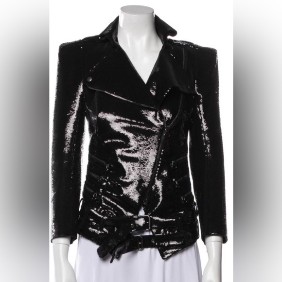 Stunning BALMAIN Sequin Motorcycle jacket Sold Out!! Size 36 like new condition - Picture 8 of 10